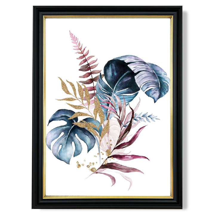 Botanical pink and blue leaves No. 1 framed print | Bowlift