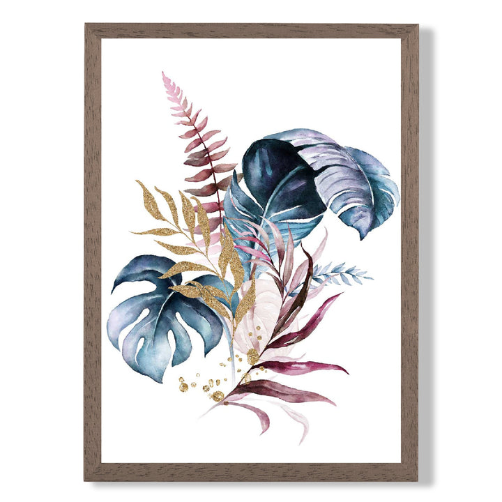 Botanical pink and blue leaves No. 1 framed print | Bowlift