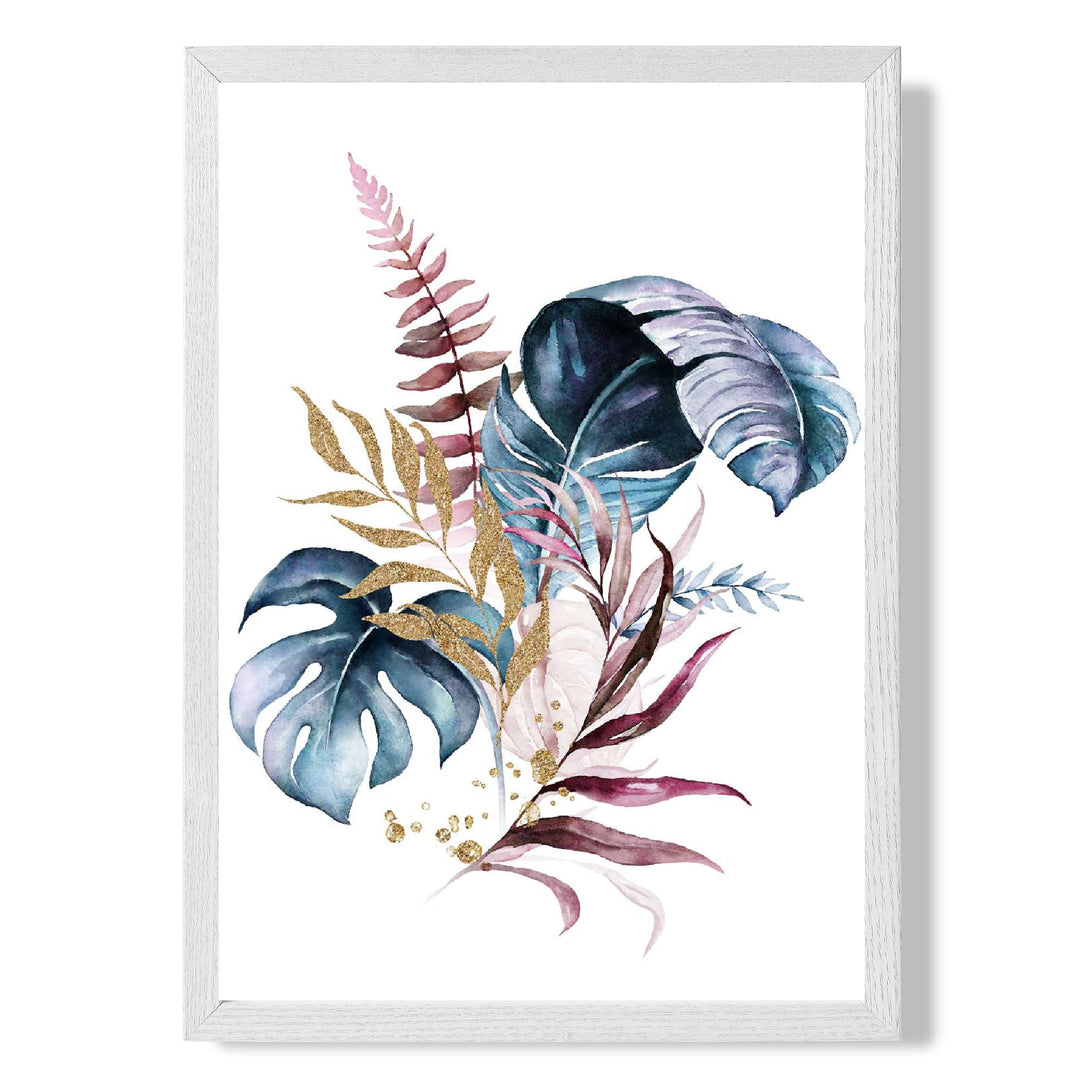 Botanical pink and blue leaves No. 1 framed print | Bowlift