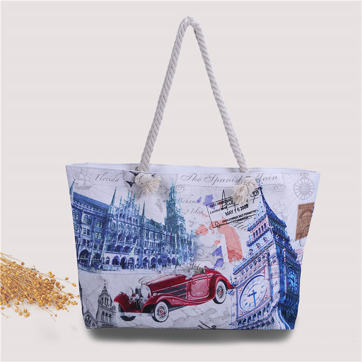 Large beach bag with nostalgic Paris motif Bowlift