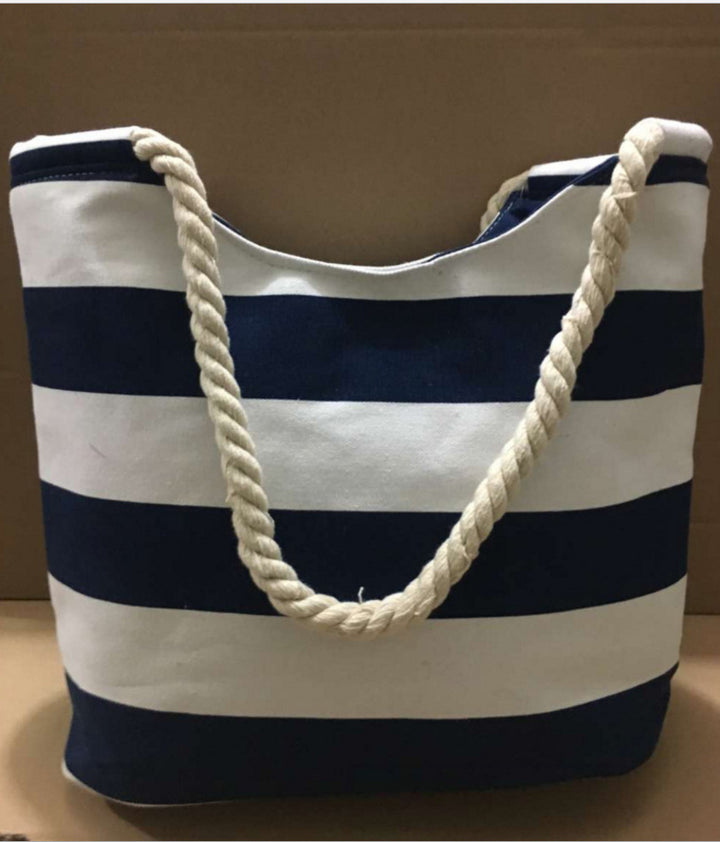 Beach bag made of durable canvas with colorful striped pattern Bowlift