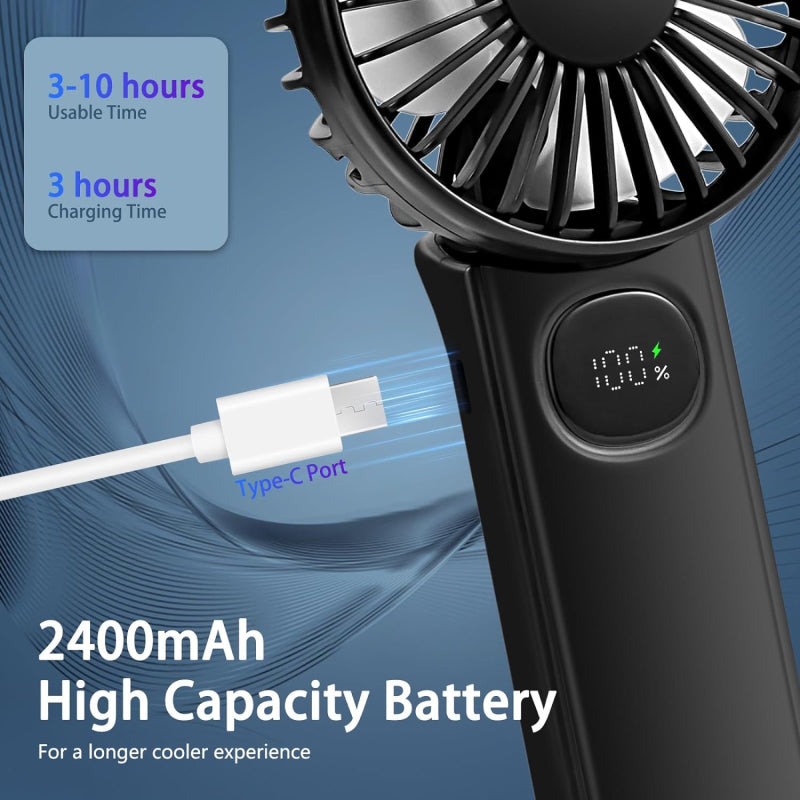 Foldable Portable Handheld Fan with LED Display | Bowlift
