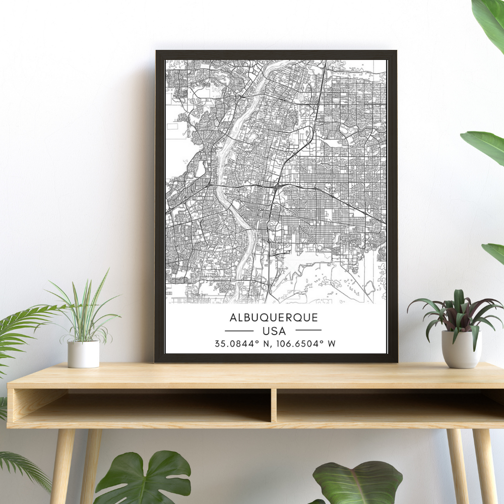 Albuquerque City Map - Canvas Wall Art Painting | Bowlift