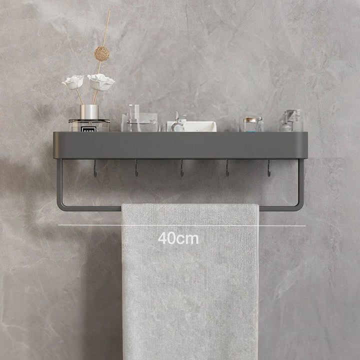 BowLift | Modern Grey Bathroom Shelf – Stylish Wall-Mounted Storage with Optional Towel Rail