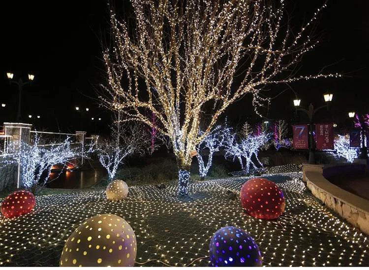 BowLift | Christmas led lights string lights outdoor waterproof fishnet lights full of stars paved holiday lights wedding ins decorative lights