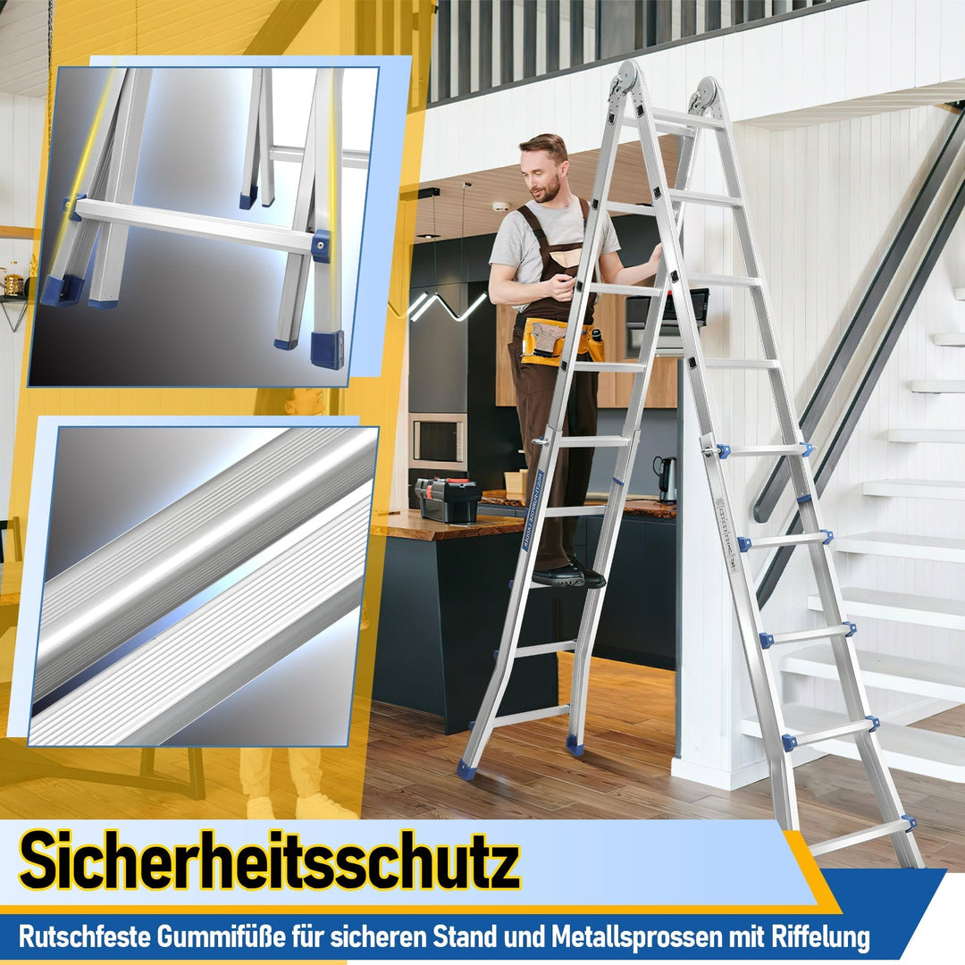 Telescopic ladder Multifunctional ladder 3 in 1 Aluminum ladder | Bowlift