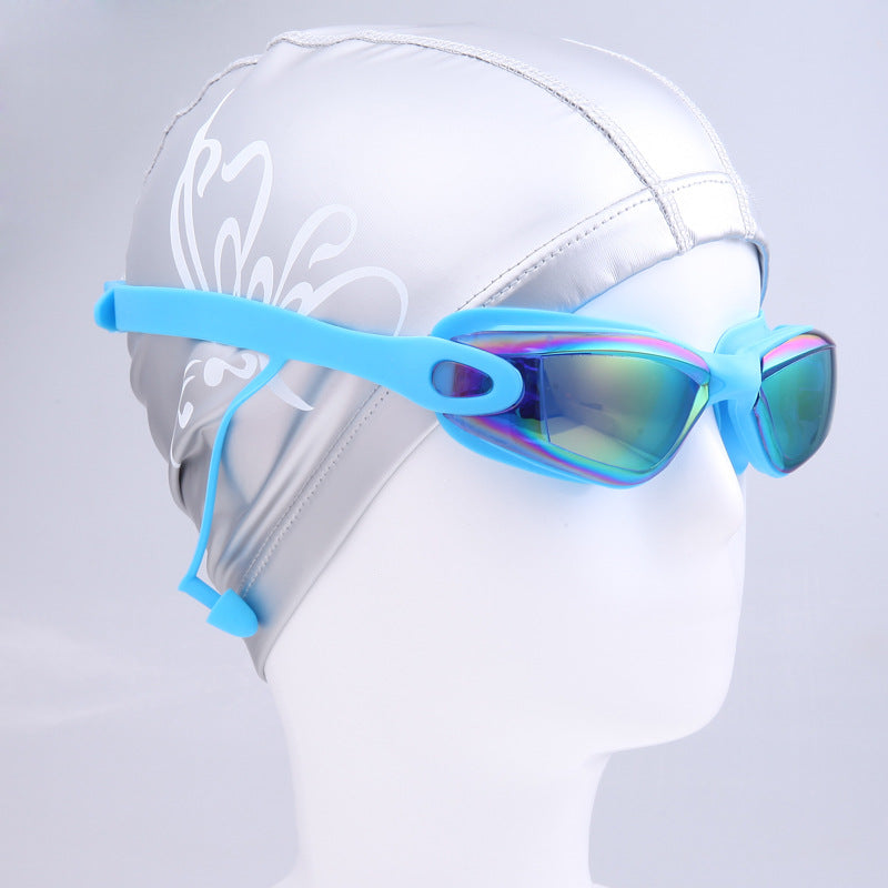 Premium Swim Goggles Set with Adjustable Headband and Protective Cap Bowlift