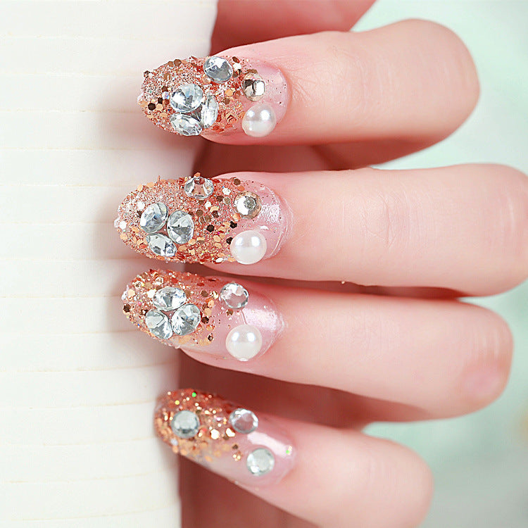 Rhinestone-Decorated Press-On Nails