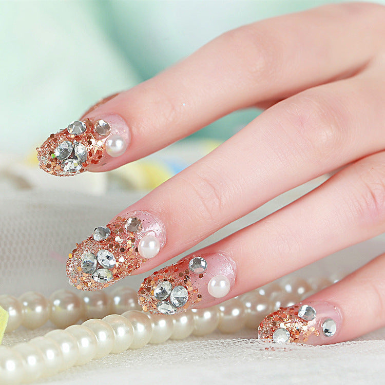 Rhinestone-Decorated Press-On Nails