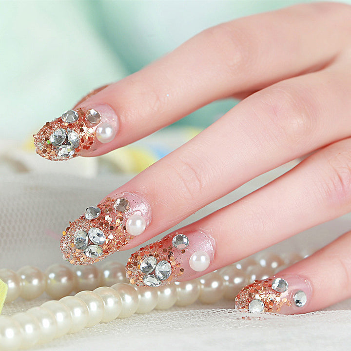 Rhinestone-Decorated Press-On Nails