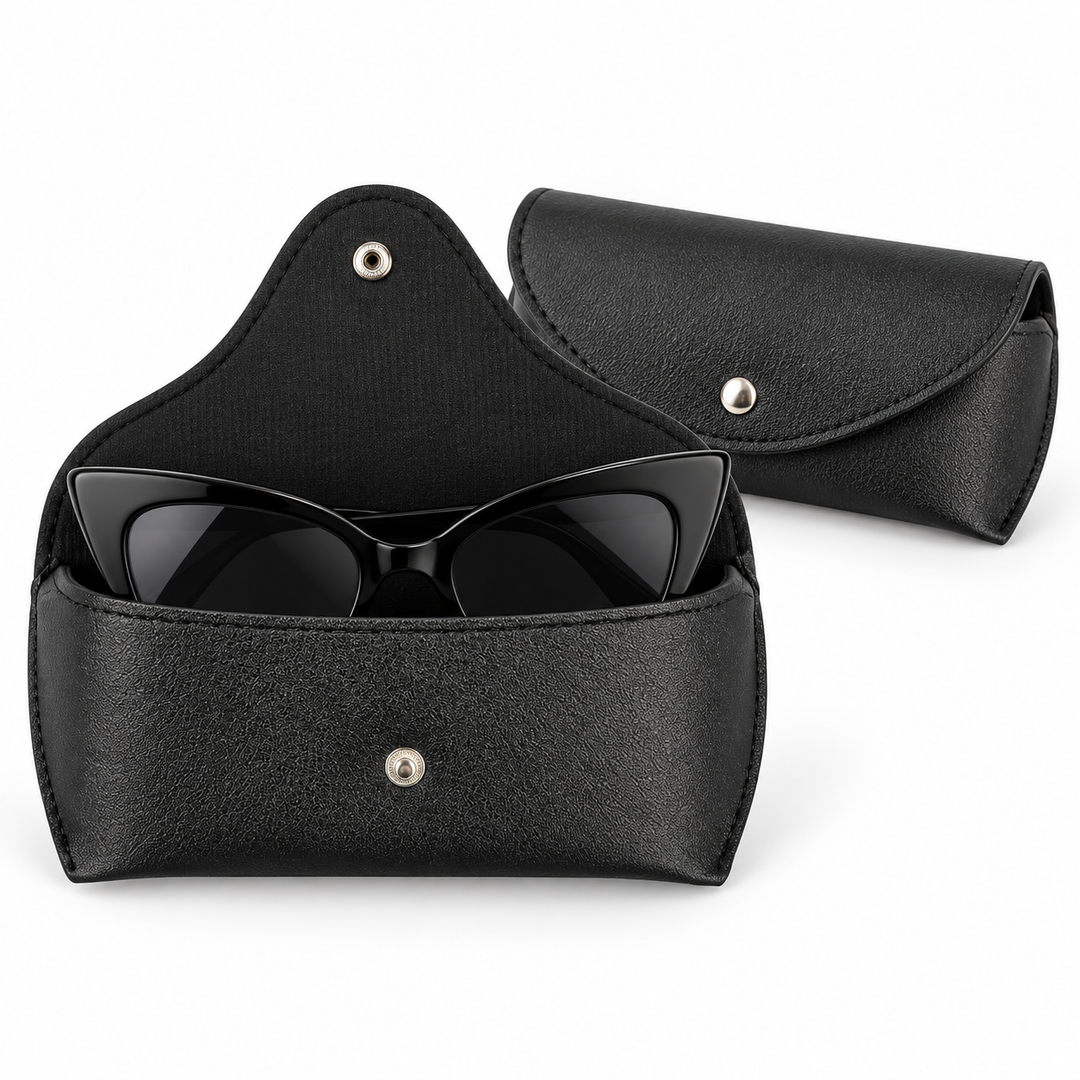 Compact Leather Sunglasses Pouch with Snap Closure Bowlift