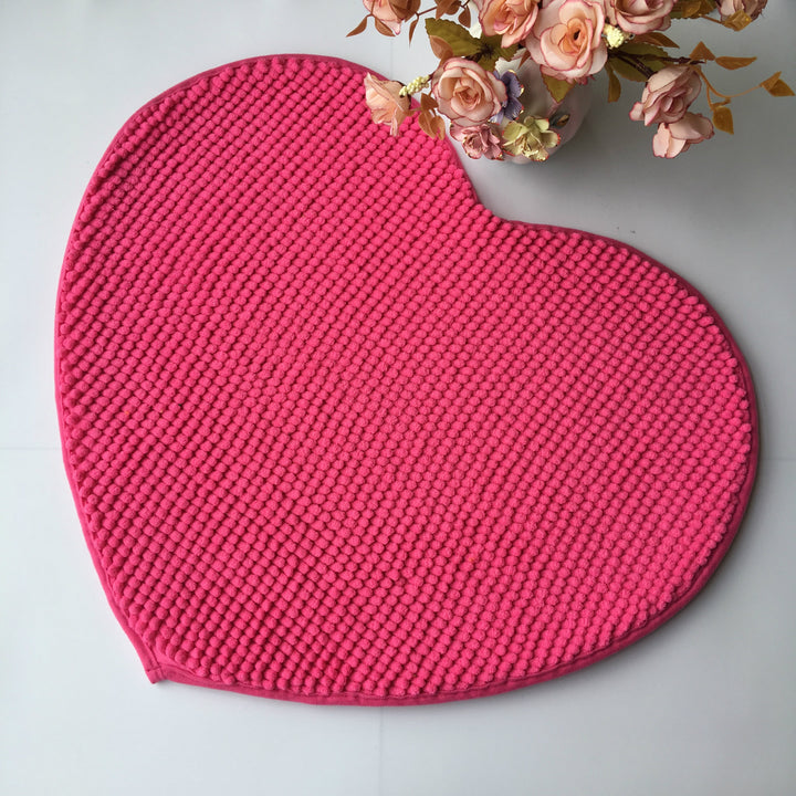 Heart-Shaped Soft Textured Bath Mat Bowlift