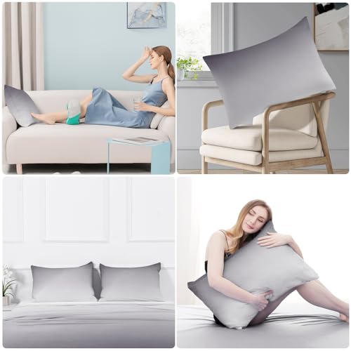 2 Pack Gray Cooling Pillowcases – Breathable, Soft, Skin & Hair Protecting | Bowlift