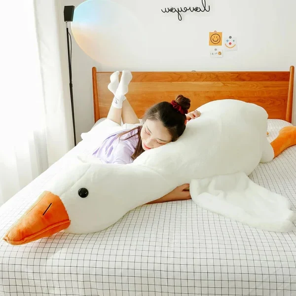 BowLift | Big White Goose Throw Pillow Duck Sleeping Plush Toy Big Goose Doll Stuffed Toy