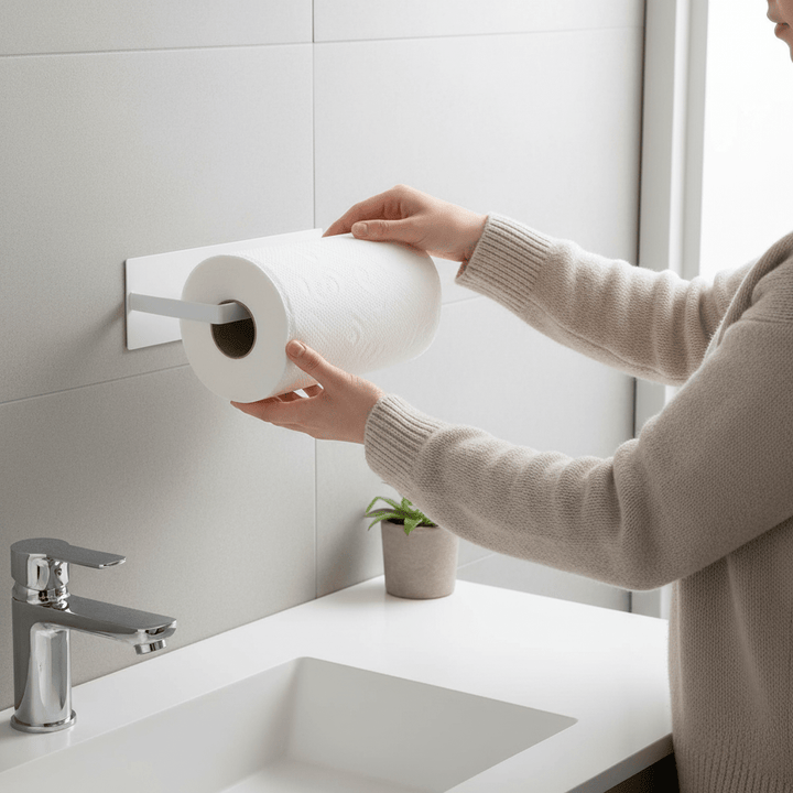 BowLift | Modern Paper Towel Holder, Durable Iron, Wall Mountable