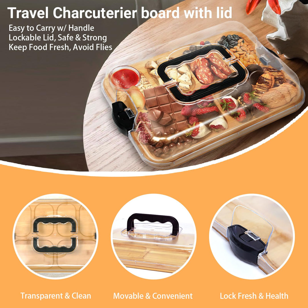 Bamboo serving tray with 6 compartments | Bowlift