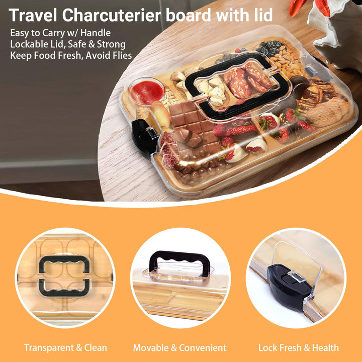 Bamboo serving tray with 6 compartments | Bowlift