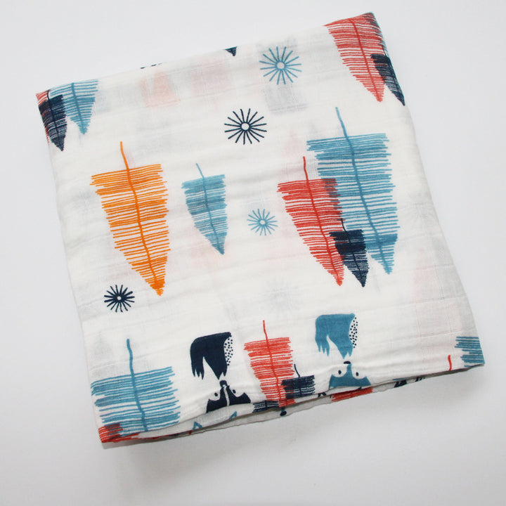 Cute Patterned Muslin Swaddle Blanket Bowlift