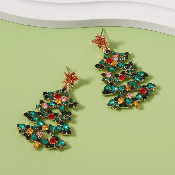 BowLift | Christmas Tree Earrings with Rhinestones