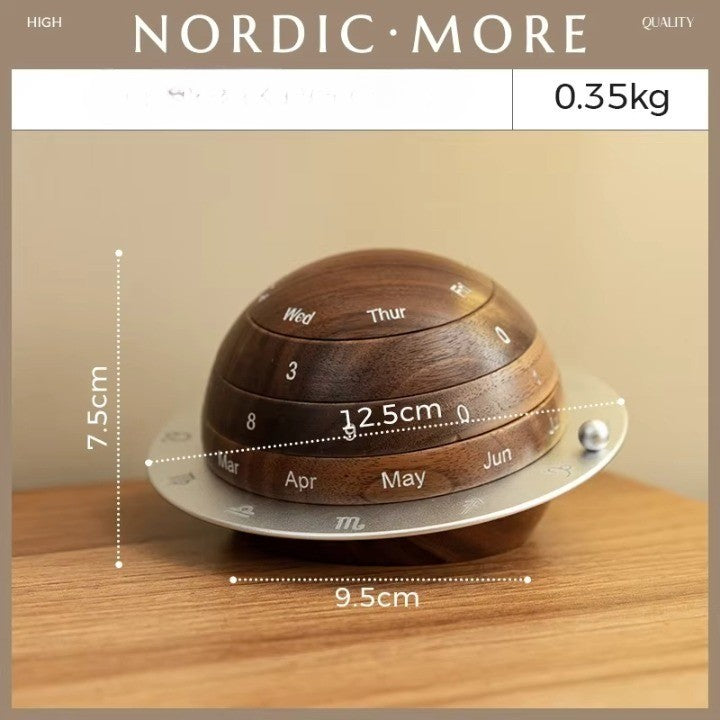 Cosmic Cycle Minimalist Rotating Wooden Calendar | Bowlift