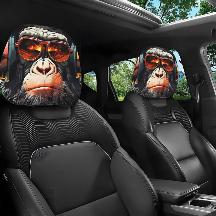 BowLift | 2pcs Set of Funny Big-Eyed Grinning Cartoon Print Car Seat Headrest Covers