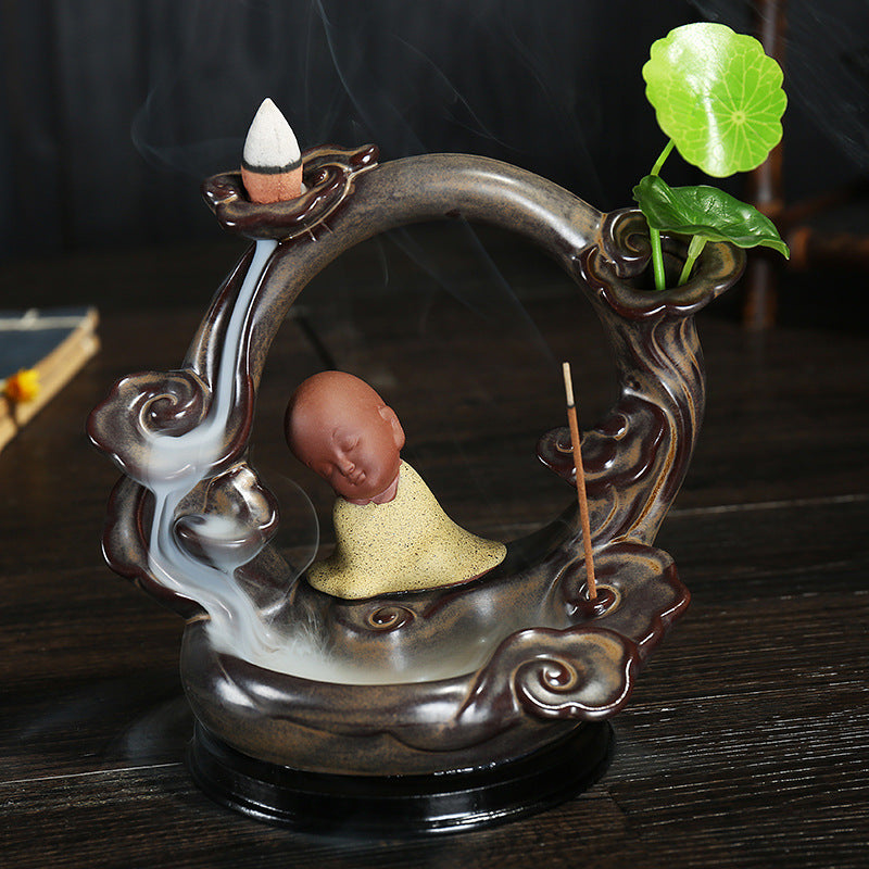 Decorative Buddha Fountain Incense Holder