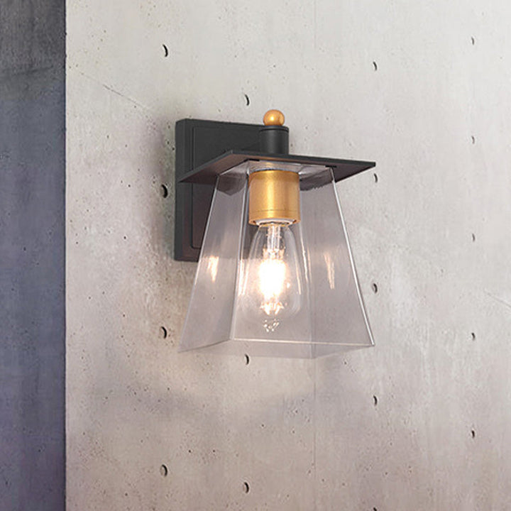 BowLift | Clear Glass Black Wall Lamp Lighting Cylinder/Half Circle/Rectangle 1-Light Industrial Light Fixture, 6"/8" Wide