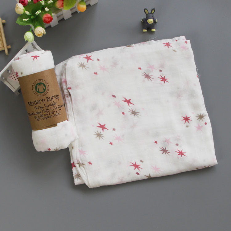 Cute Patterned Muslin Swaddle Blanket Bowlift