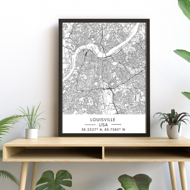 Louisville City Map - Canvas Wall Art Painting | Bowlift