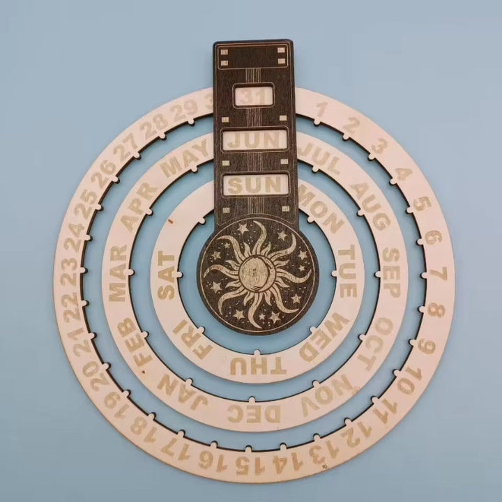 Wood Rotating Circular Perpetual Calendar | Bowlift