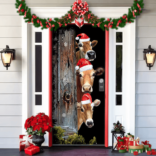 BowLift | Christmas Door Decoration with Santa Claus | Fabric Door Cover | Quick Assembly & Reusable