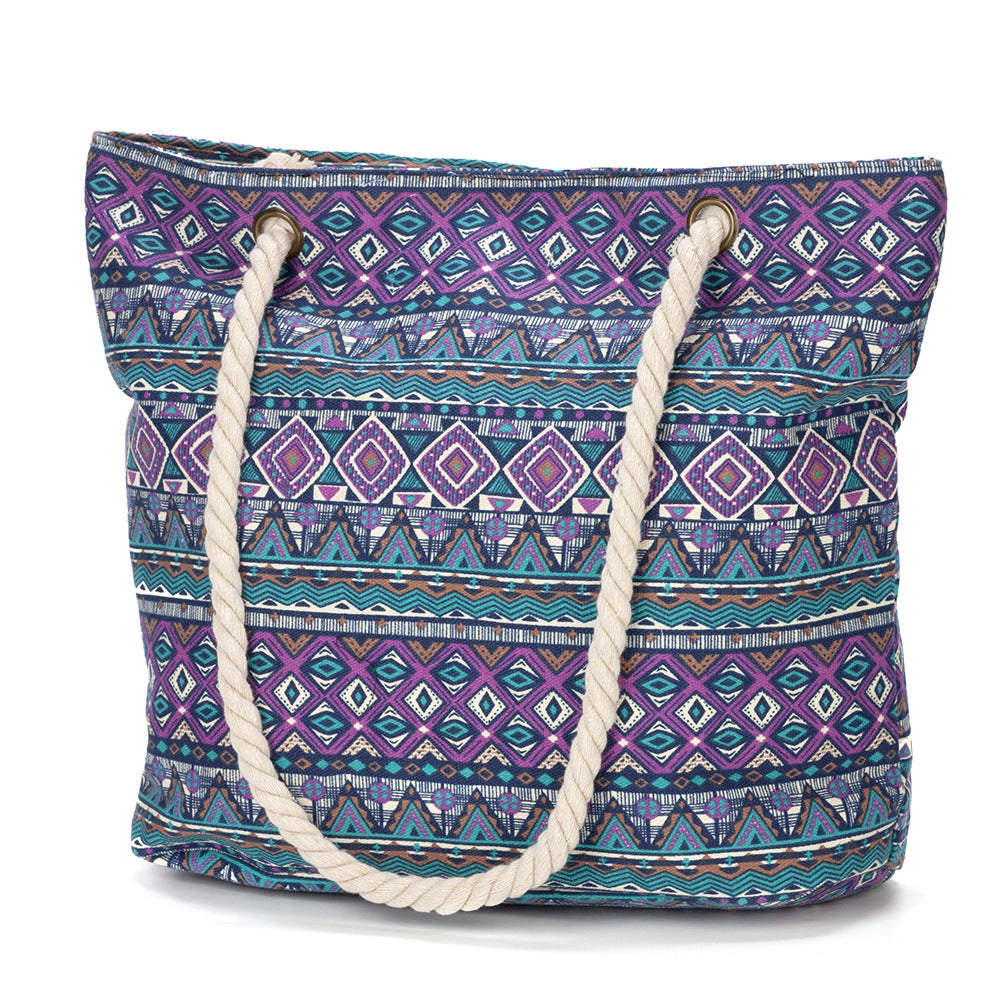 Beach bag with floral motifs and sturdy rope handles Bowlift