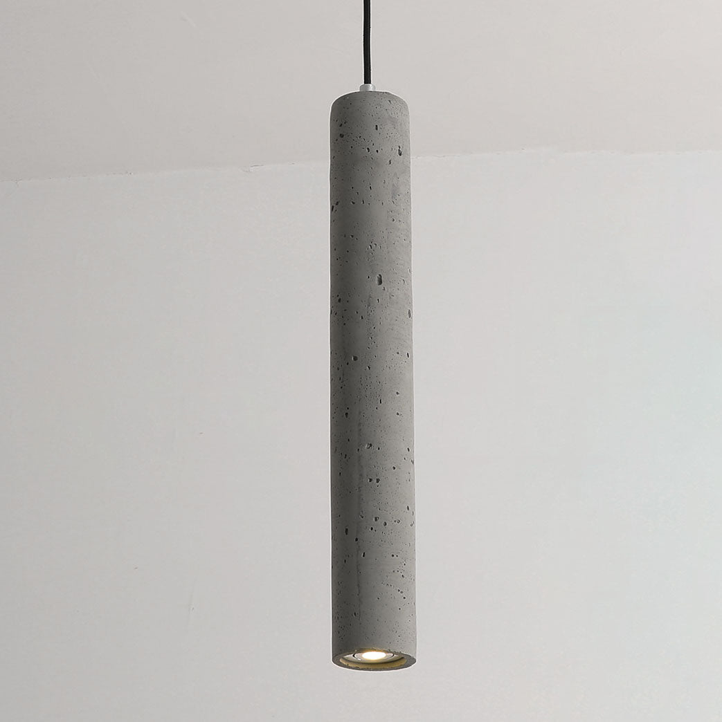 BowLift | StoneCast Industrial Cylinder Pendant Light made of Concrete | 1 Light | Smooth or Rough Surface