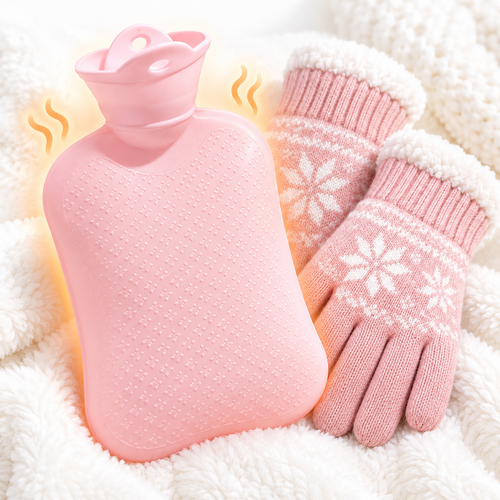 Reusable Hot Water Bottle with Textured Anti-Slip Surface and Wide Funnel Bowlift