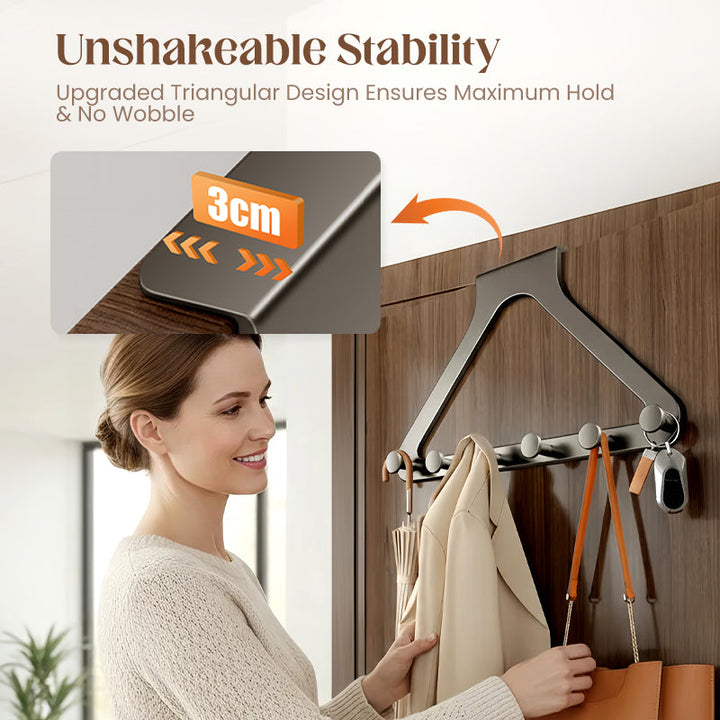 ClariHold Door Hook Rack — More space and organization, completely without drilling stress or door damage | Bowlift