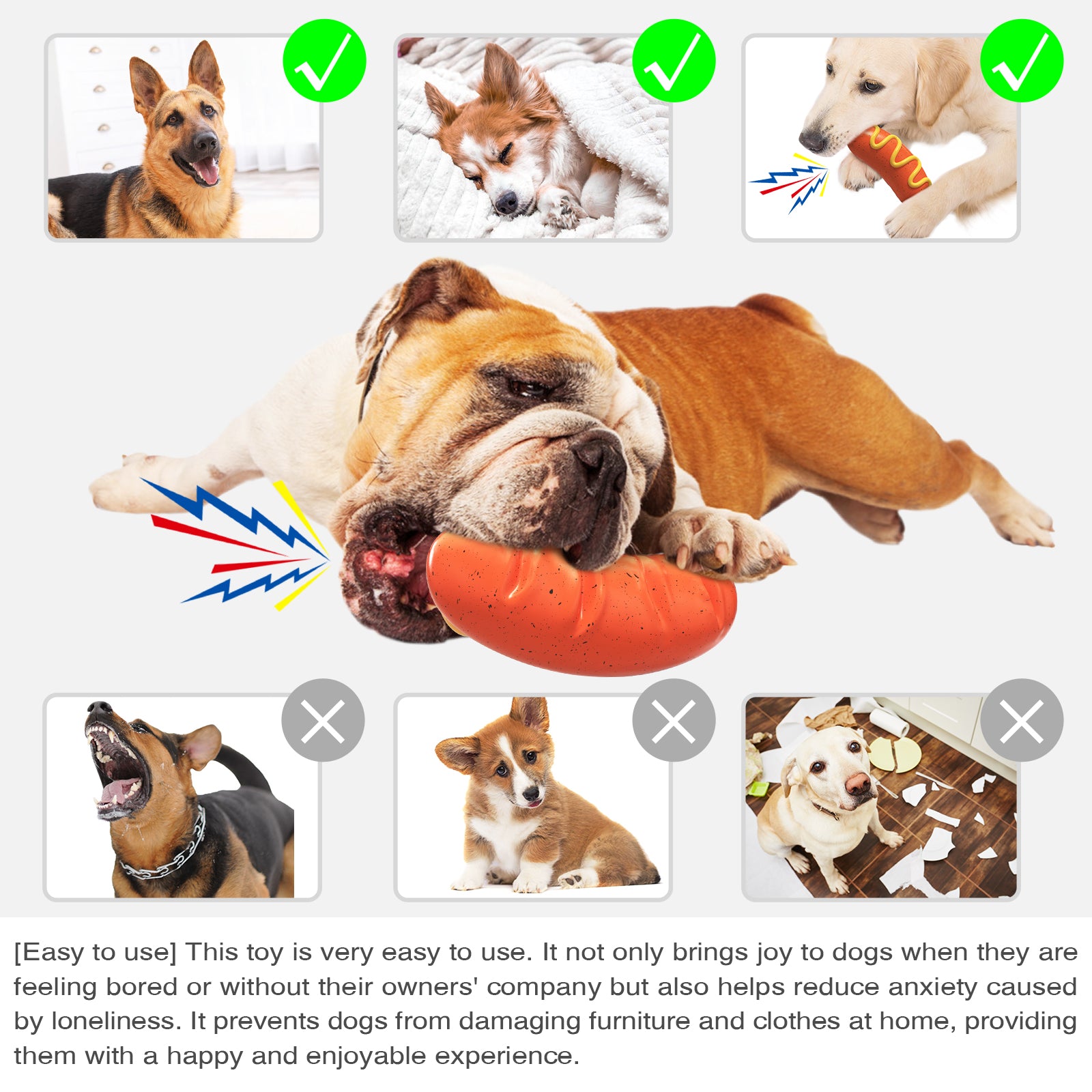 American Sausage Squeaky Chew Toy for Dogs