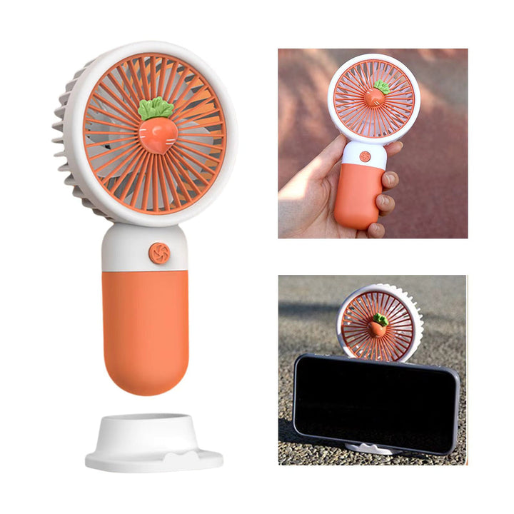 MTech Portable Handheld Fan – Strong Wind, Noiseless, Rechargeable Mini Fan With Base | Bowlift