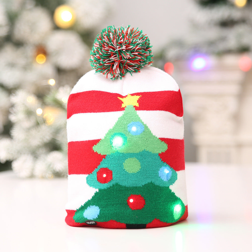 BowLift | Christmas Decoration Knitted LED Light Cap Christmas Tree Snowman Adult Child Hat