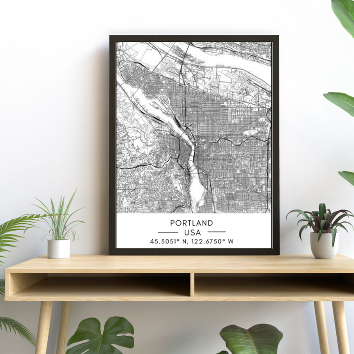 Portland City Map - Canvas Wall Art Painting | Bowlift