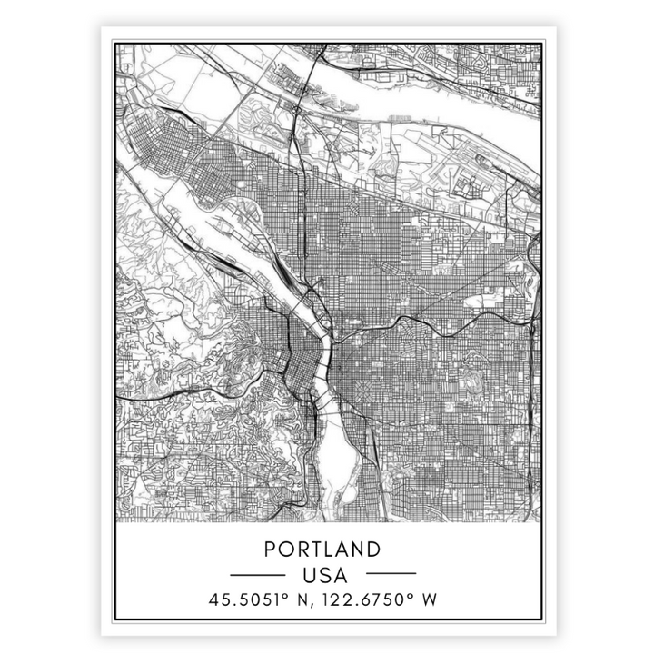Portland City Map - Canvas Wall Art Painting | Bowlift