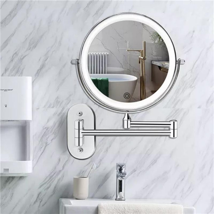 Illuminated wall mirror with 10x magnification and USB charging function | Bowlift