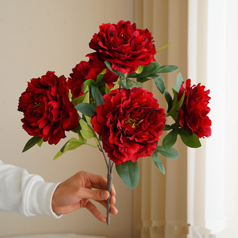 Artificial 5 large head peony flowers