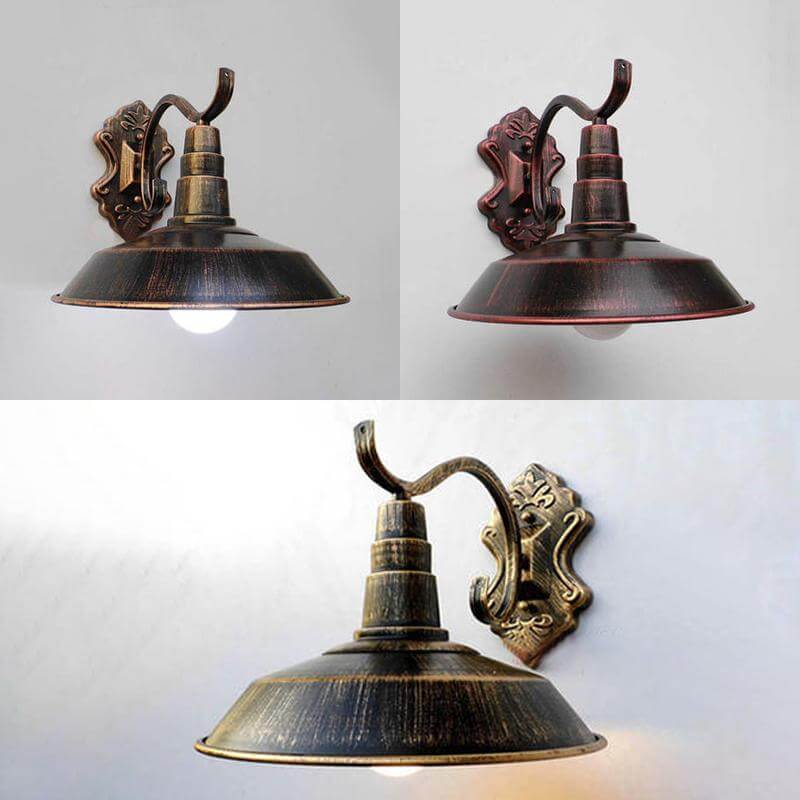 BowLift | 1 Bulb Barn Wall Light Country House Style Copper/Rust Wrought Iron Wall Lamp for Corridor