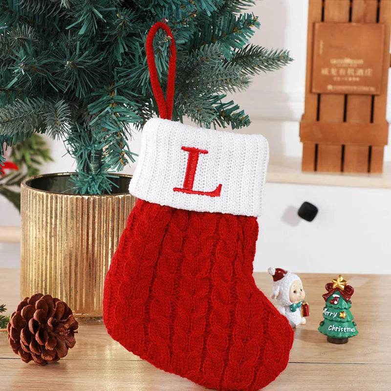 BowLift | Cute Letters Christmas Stockings Decorative Creative Tree Pendant Wool Knitted Socks