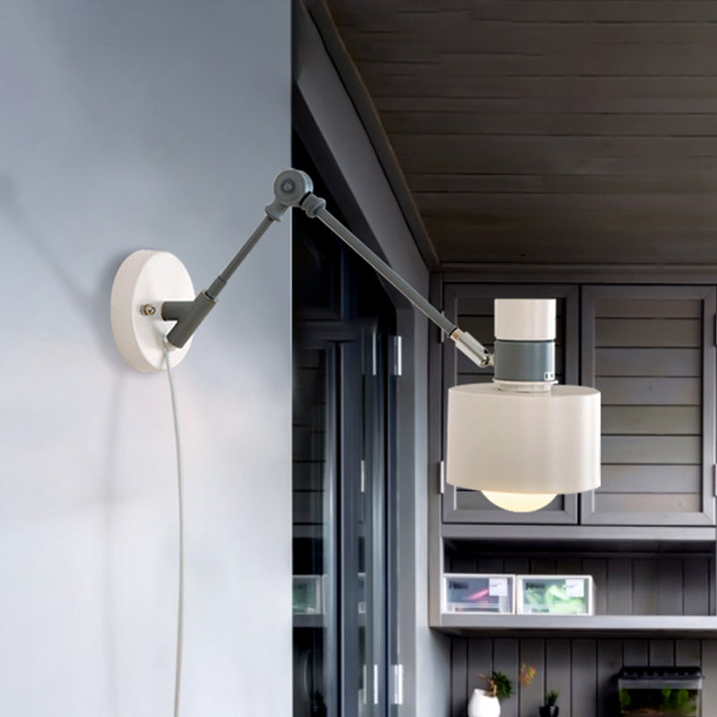 BowLift | 5.5"/6"/7" W Armed Wall Sconce Minimalism Metal 1 Main Wall Mount Lighting in Gray for Living Room