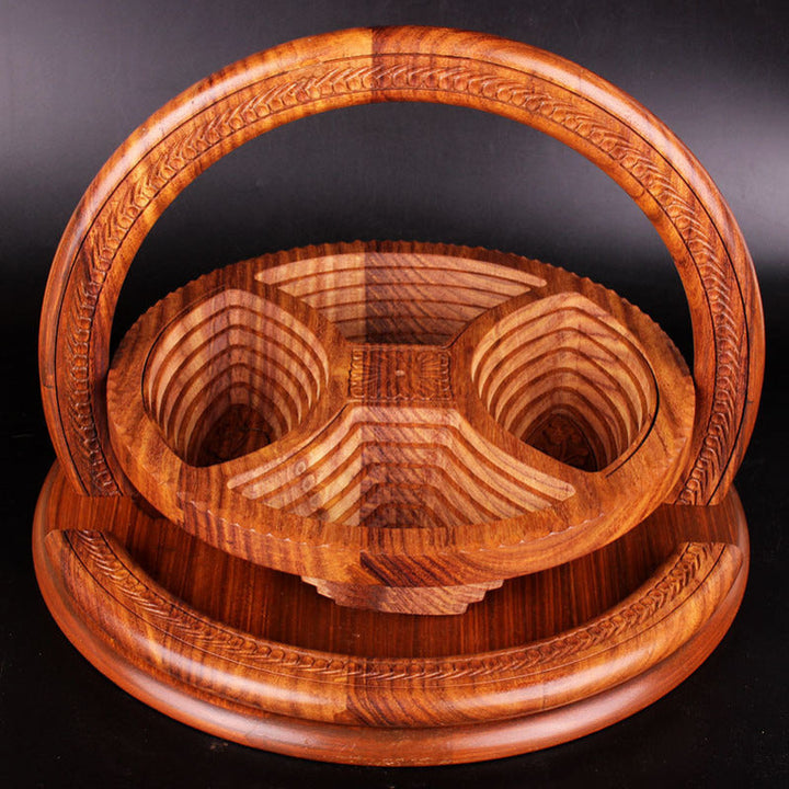 BowLift | Wooden Fruit Plate | Hand-Carved Serving Tray | Rustic Artisan Design | Sustainable Wood