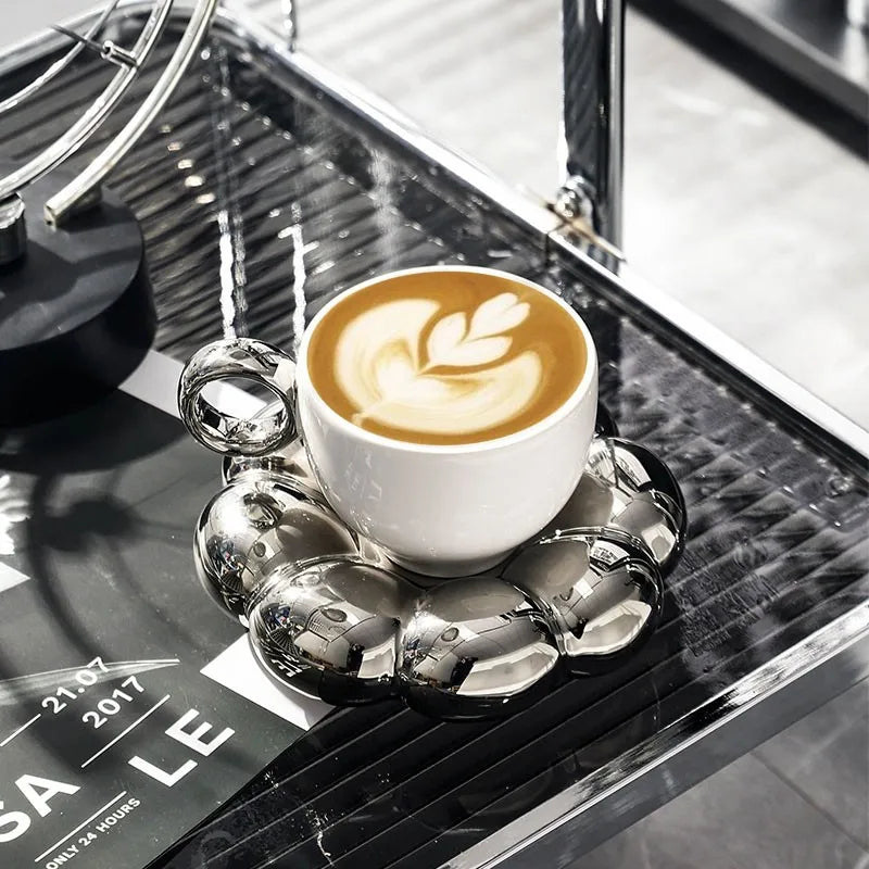 BowLift | Sunflower Pearl Glaze Coffee Mug with Saucer