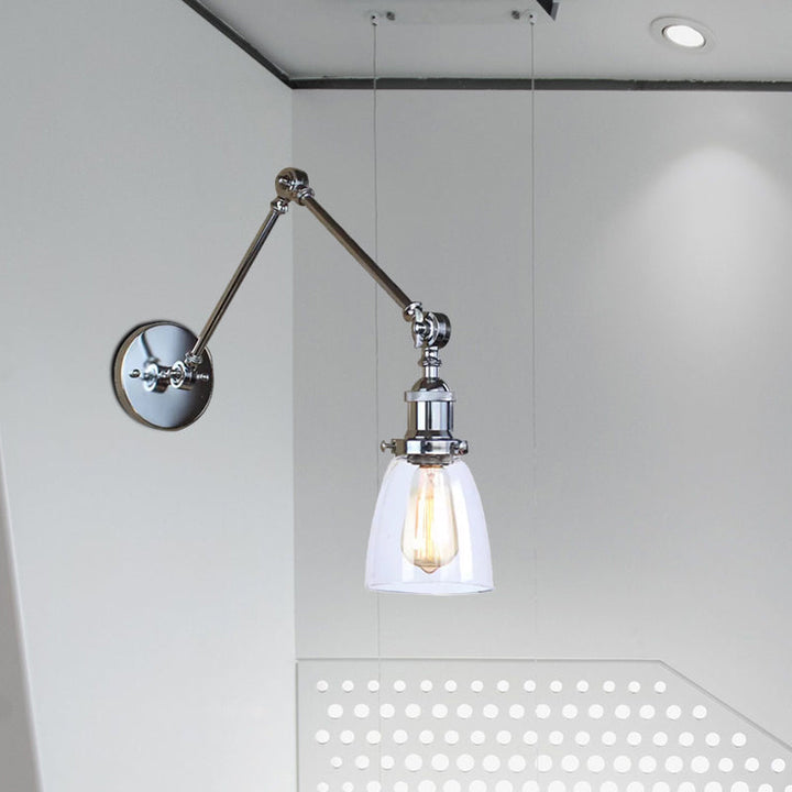 BowLift | Tapered Accent Wall Lamp Antique Clear Glass 1 Light Black/Silver/Brass Wall Lamp with Swingarm