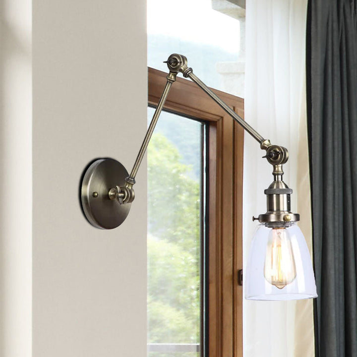 BowLift | Tapered Accent Wall Lamp Antique Clear Glass 1 Light Black/Silver/Brass Wall Lamp with Swingarm