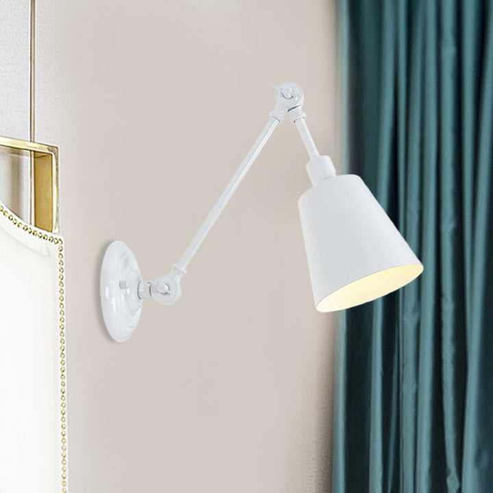 BowLift | 1 Light Metal Wall Lamp Contemporary Black/Rust Colored Tailored Bedroom Wall Lamp Sconces with Adjustable Arm